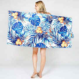 Tropical Leaf Printed Beach Towel and Tote Bag