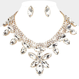 Marquise Teardrop Stone Accented Evening Necklace