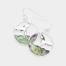 Abalone Whale Tail Dangle Earrings