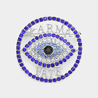 KARMA FATE Rhinestone Embellished Evil Eye Pin Brooch