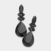 Teardrop Stone Accented Dangle Evening Earrings