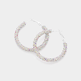 1.75 Inch Rhinestone Hoop Earrings