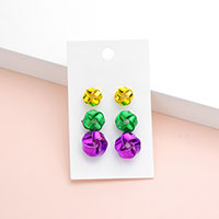 3Pairs - Mardi Gras Knot Stud Earrings