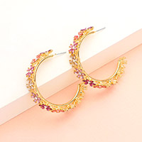 Flower Cluster Hoop Earrings