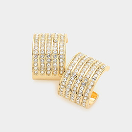 Rhinestone Embellished Metal Hoop Earrings