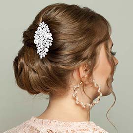 Multi Stone Embellished Leaf Cluster Hair Comb