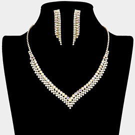 V Shaped Rhinestone Necklace