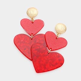 Glittered Double Resin Heart Link Dangle Earrings