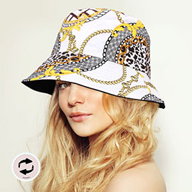 Reversible Chain Patterned Bucket Hat