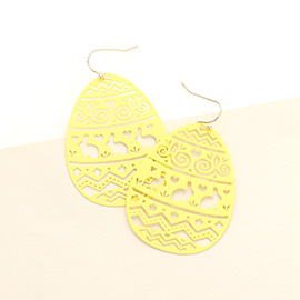 Cut Out Bunny Detailed Easter Egg Dangle Earrings