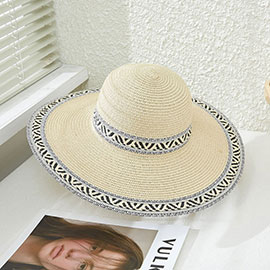 Aztec Patterned Band Straw Sun Hat