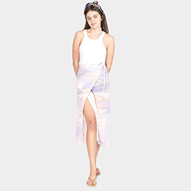 Tie Dye Beach Cover Up Midi Wrap Skirt