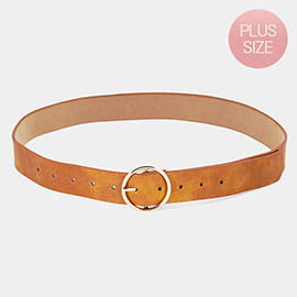 Open Metal Circle Buckle Faux Leather Belt