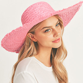 Trim Detailed Solid Straw Sun Hat