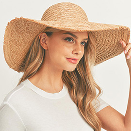 Trim Detailed Solid Straw Sun Hat