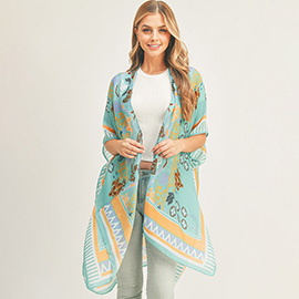 Patterned Cover Up Kimono Poncho