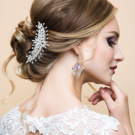 Rhinestone Embellished Leaf Cluster Hair Comb