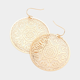 Filigree Brass Metal Round Dangle Earrings