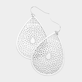 Filigree Brass Metal Teardrop Dangle Earrings