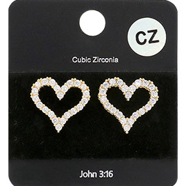 CZ Open Heart Stud Evening Earrings