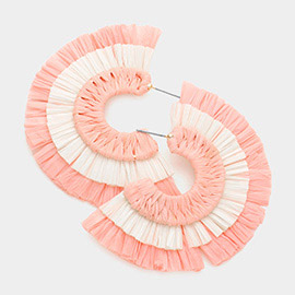 Two Tone Raffia Half Round Earrings