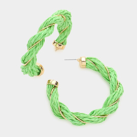 Braided Raffia Hoop Earrings