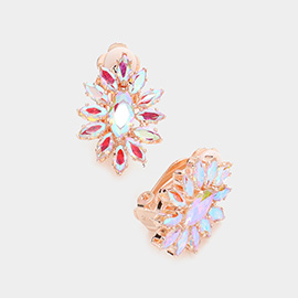 Marquise Stone Cluster Clip On Evening Earrings