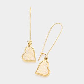 Druzy Heart Dangle Earrings