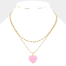 Heart Pendant Double Layered Necklace