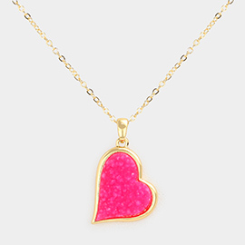 Druzy Heart Pendant Necklace