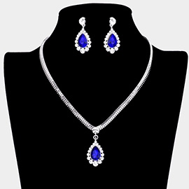 Teardrop Stone Accented Rhinestone Necklace