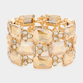 Emerald Cut Stone Accented Evening Stretch Bracelet