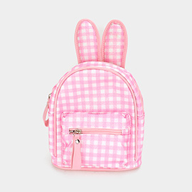 Glittered Check Patterned Bunny Mini Backpack Bag