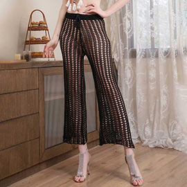 High Waist Wide Leg Crochet Cover Up Pants