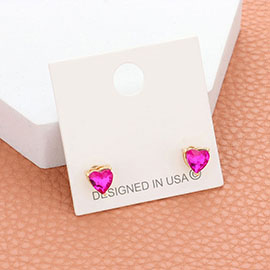 Heart Stone Stud Earrings