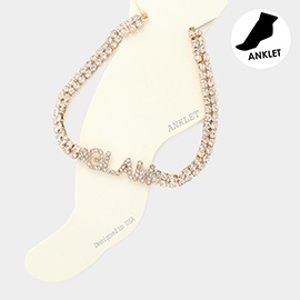 Glam Message Rhinestone Evening Anklet