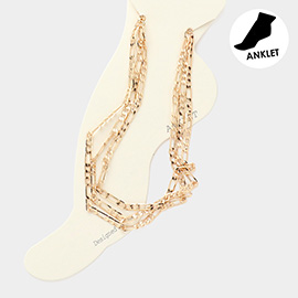 Metal Chain Link Triple Layered Anklet