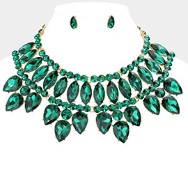 Multi Stone Cluster Evening Necklace