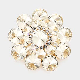 Round Crystal Flower Pin Brooch