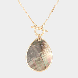 Teardrop Abalone Pendant Toggle Necklace