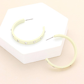 Stone Embellished Hoop Earrings