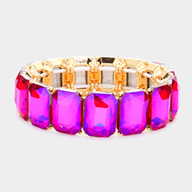 Emerald Cut Stone Stretch Evening Bracelet