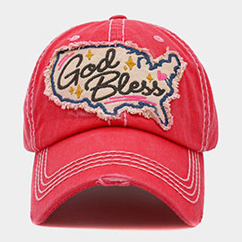 God Bless Message USA Map Vintage Baseball Cap