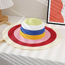 Color Block Straw Sun Hat