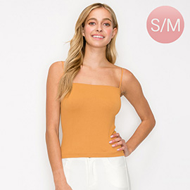 Ribbed Thin Strapped Seamless Tank Top