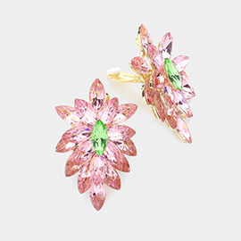 Marquise Crystal Cluster Clip on Evening Earrings