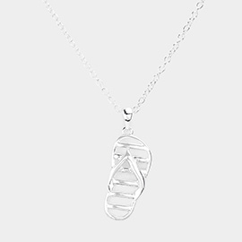 Metal Flip Flop Pendant Necklace