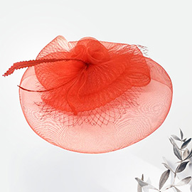 Mesh Flower Feather Fascinator / Headband