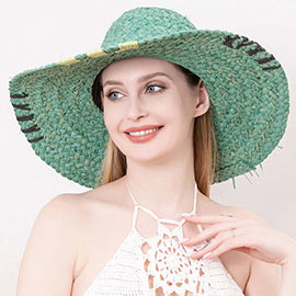 Color Edged Straw Floppy Sun Hat