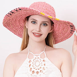 Color Edged Straw Floppy Sun Hat